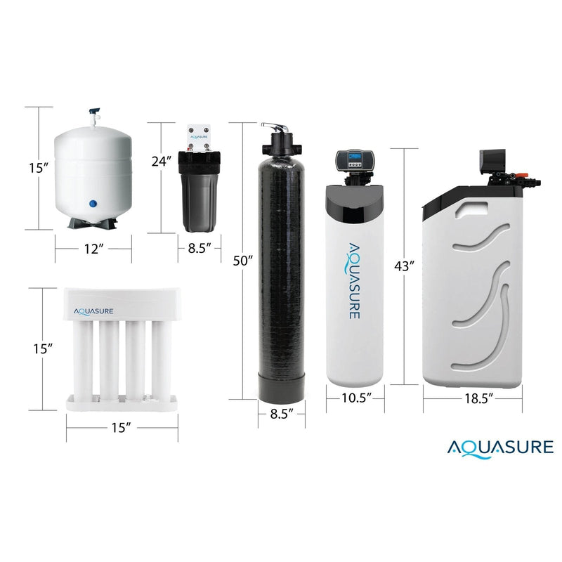 Aquasure Signature Lite Series Water Treatment System with All-in-One Water Softener - 75 GPD Reverse Osmosis Filtration System