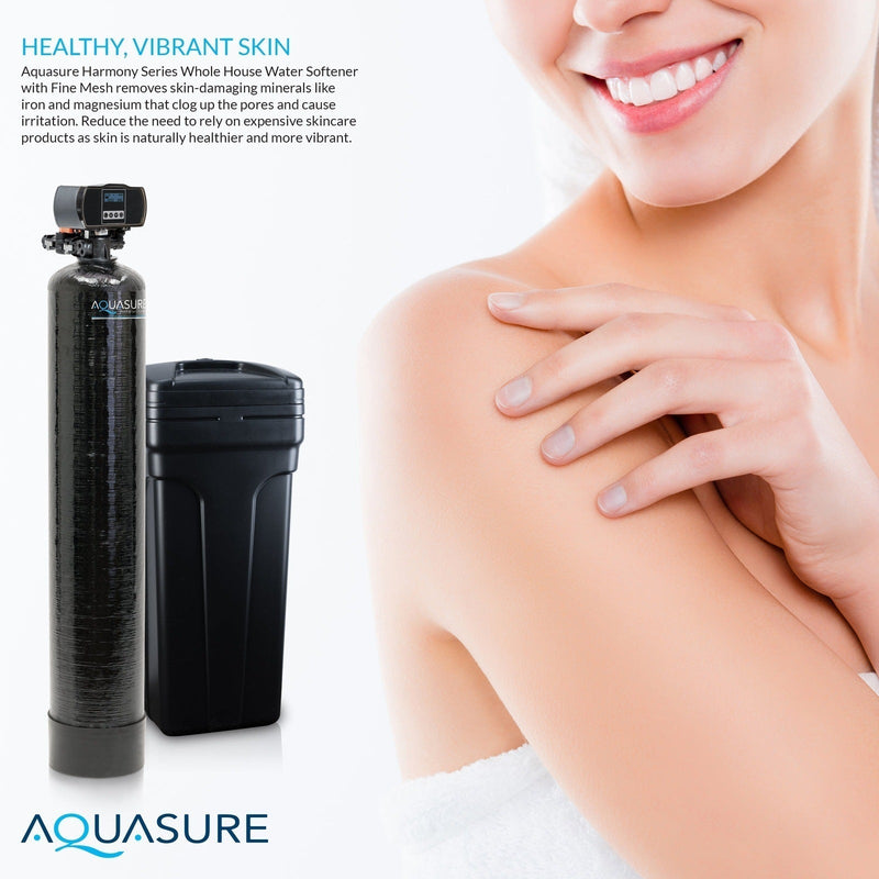 Aquasure Harmony Series | 64,000 Grains Water Softener w/ Fine Mesh Resin and Pleated Sediment Filter