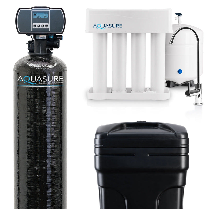 Aquasure Harmony Series | 32,000 Grains Whole House Water Softener & 75 GPD Reverse Osmosis System Bundle