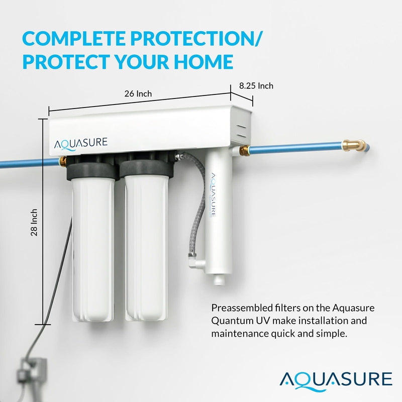 Aquasure Quantum Series | 18 GPM Multi-Stage UV Ultraviolet Light Whole House Water Treatment Disinfection Sterilization Filtration System, 48W