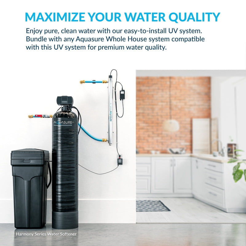 Aquasure Signature Series | 64,000 Grains Water Softener with 12 GPM Quantum UV Sterilizer and 75 GPD Reverse Osmosis RO System