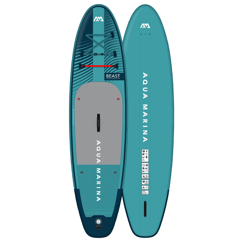 Aqua Marina 10’6″ Beast (Aqua Splash) - Advanced All-around iSUP, 3.2m/15cm, with carbon/fiberglass hybrid PASTEL paddle and coil leash