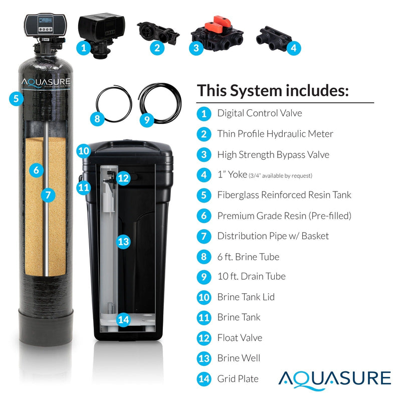 Aquasure Fortitude Pro Series Whole House Water Treatment System - 600,000 Gallon Harmony Series | 64,000 Grains Water Softener