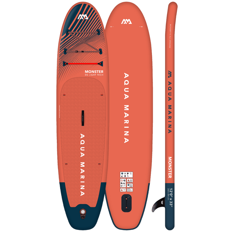 Aqua Marina 12’0″ Monster (Sky Glider) - All-around iSUP, 3.66m/15cm, with aluminum SPORTS III paddle and safety leash